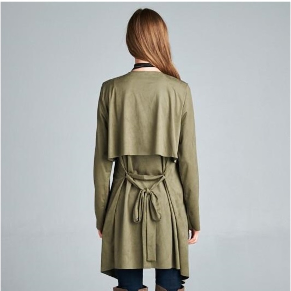 LAST ONE!!! NWT VEGAN SUEDE Waterfall Trench Coat - Picture 5 of 5